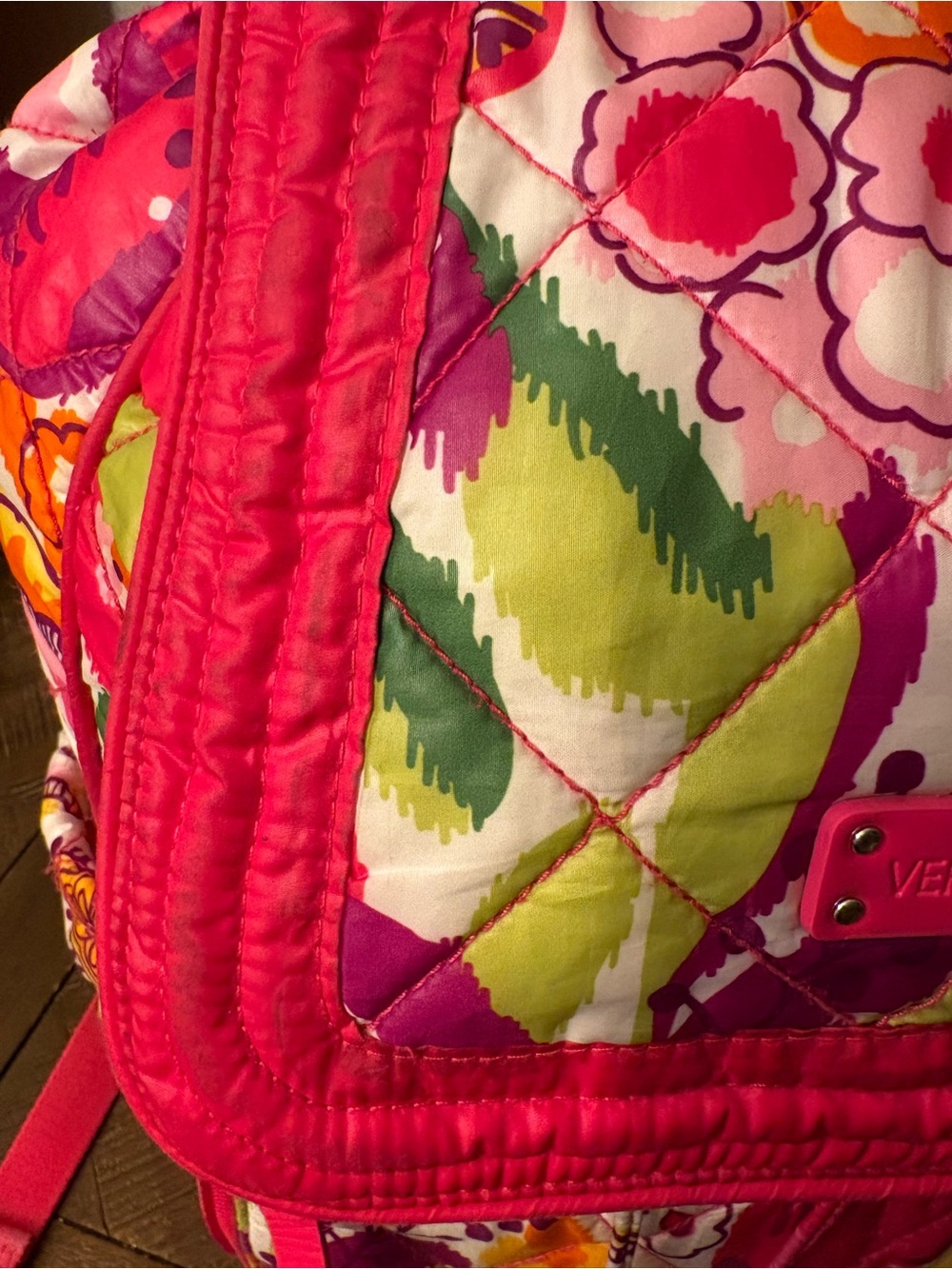 Vera Bradley Hot Pink and Multicolor Floral Quilted Backpack - Picture 3 of 5